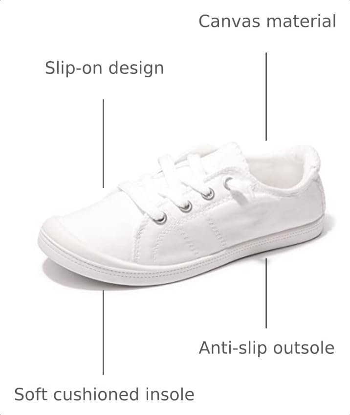 Women's Slip-On Canvas Sneakers – Low Top Walking Shoes, Breathable, Cushioned, Flexible Grip for Everyday Wear - Image 3