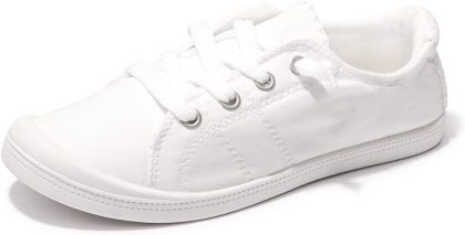 Women's Slip-On Canvas Sneakers – Low Top Walking Shoes, Breathable, Cushioned, Flexible Grip for Everyday Wear