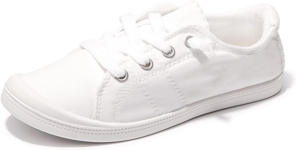 Women's Slip-On Canvas Sneakers – Low Top Walking Shoes, Breathable, Cushioned, Flexible Grip for Everyday Wear