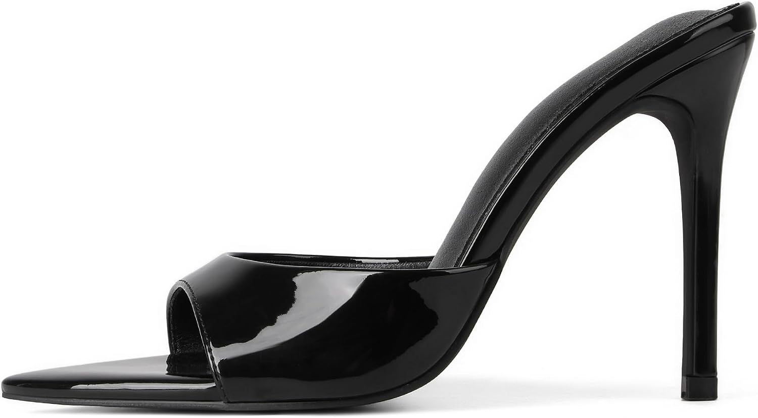 Women's Open Toe Stiletto High Heel Mules Slip On Patent Leather Comfortable Dress Sandals for Office Party Wedding Summer 2026 - Image 7