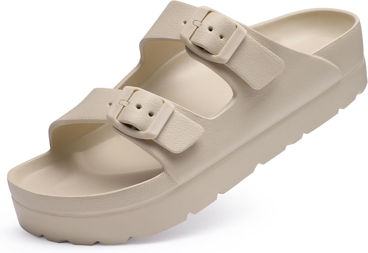 Women’s Comfortable Arch Support Platform Sandals | Lightweight Chunky Slip-On Slides with Adjustable Buckle
