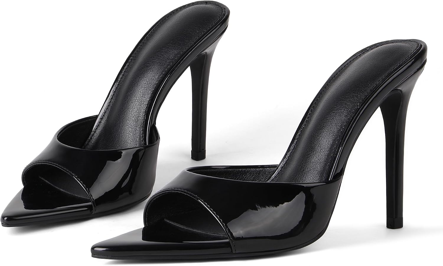 Women's Open Toe Stiletto High Heel Mules Slip On Patent Leather Comfortable Dress Sandals for Office Party Wedding Summer 2026