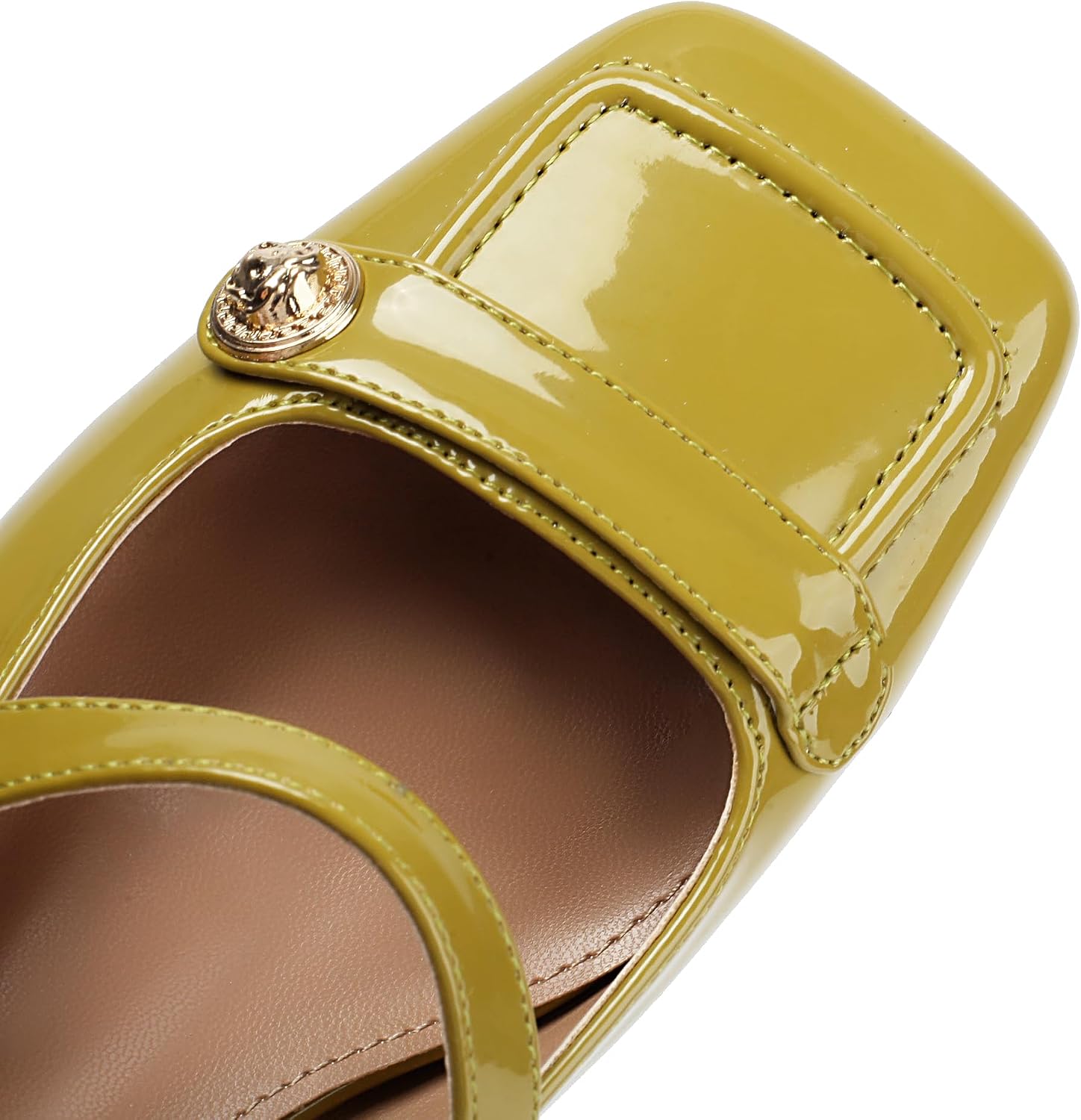 Women's Slingback Mary Jane Heels, Low Block Heel, Closed Square Toe Pump Shoes - Image 3
