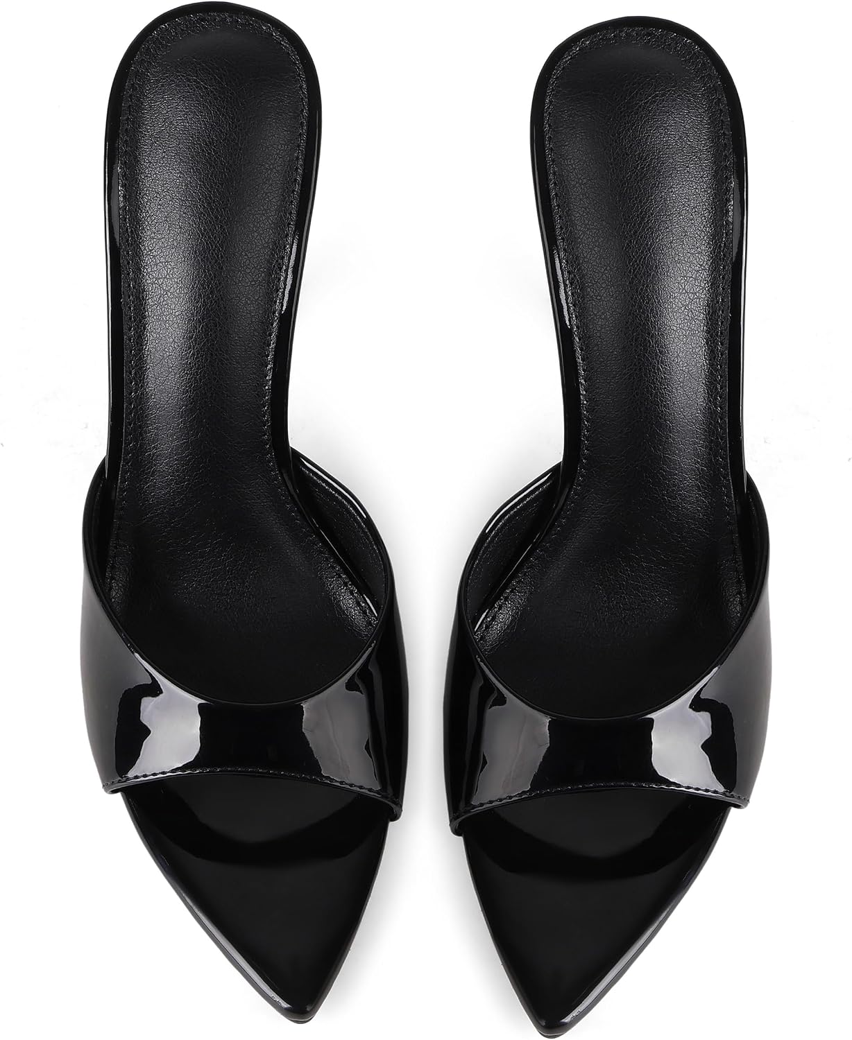 Women's Open Toe Stiletto High Heel Mules Slip On Patent Leather Comfortable Dress Sandals for Office Party Wedding Summer 2026 - Image 2