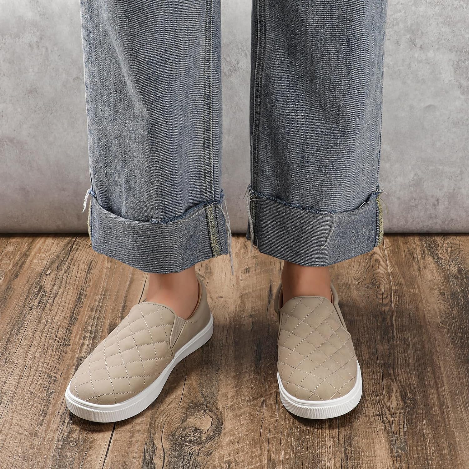 STQ Loafers for Women Memory Foam Slip On Sneakers Quilted Comfort Fall Shoes - Image 4